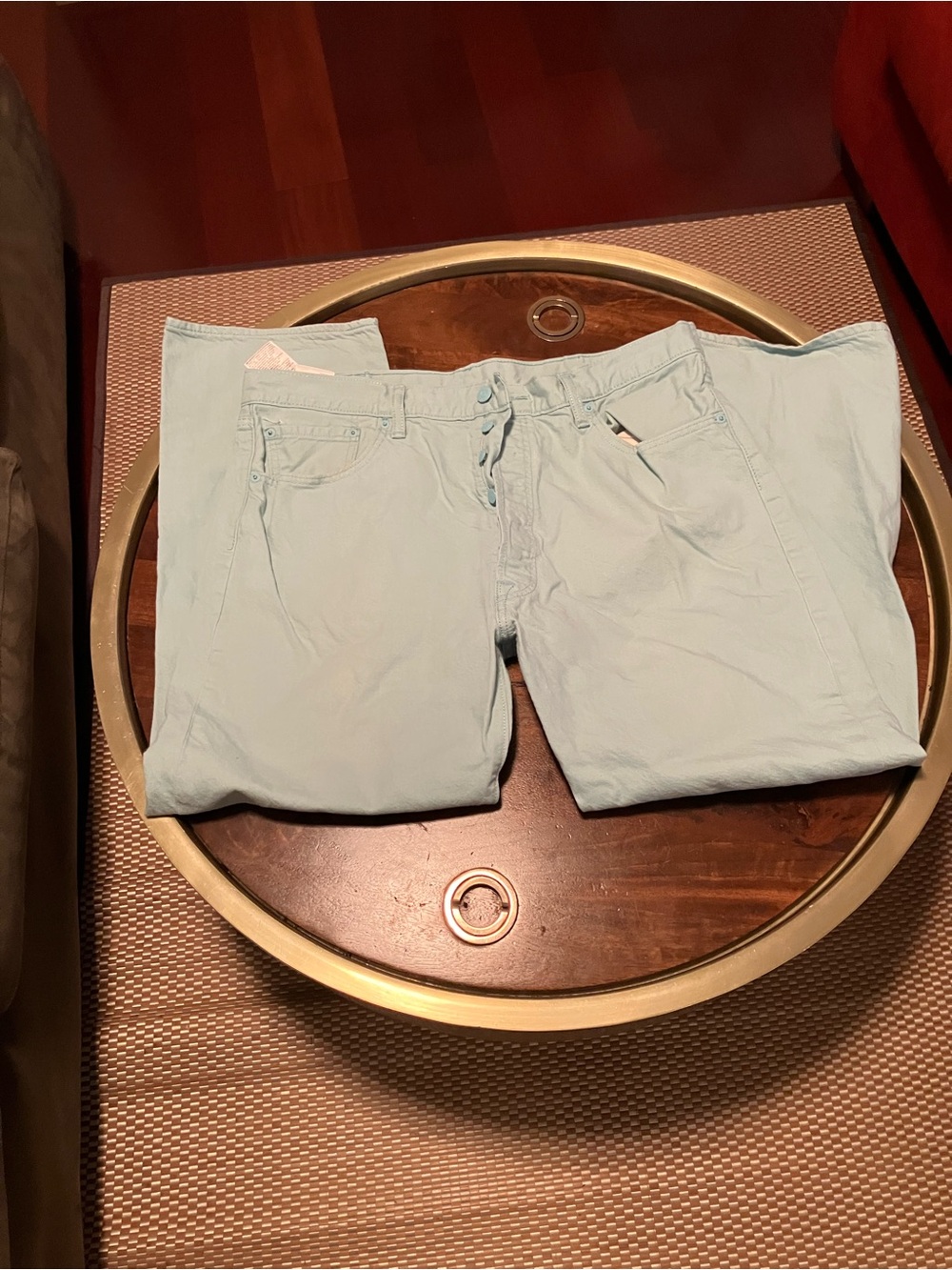 Levi’s 501 Button Fly Jeans Straight Leg Pastel Blue 40x30 Shrink To Fit